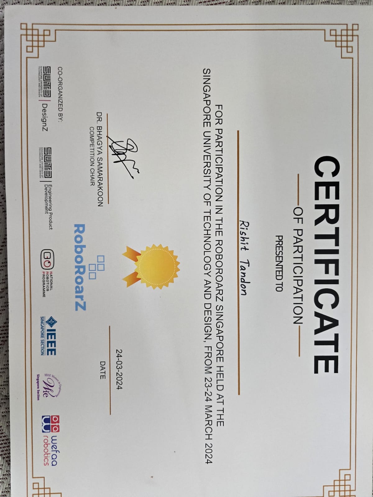 Certificate 92