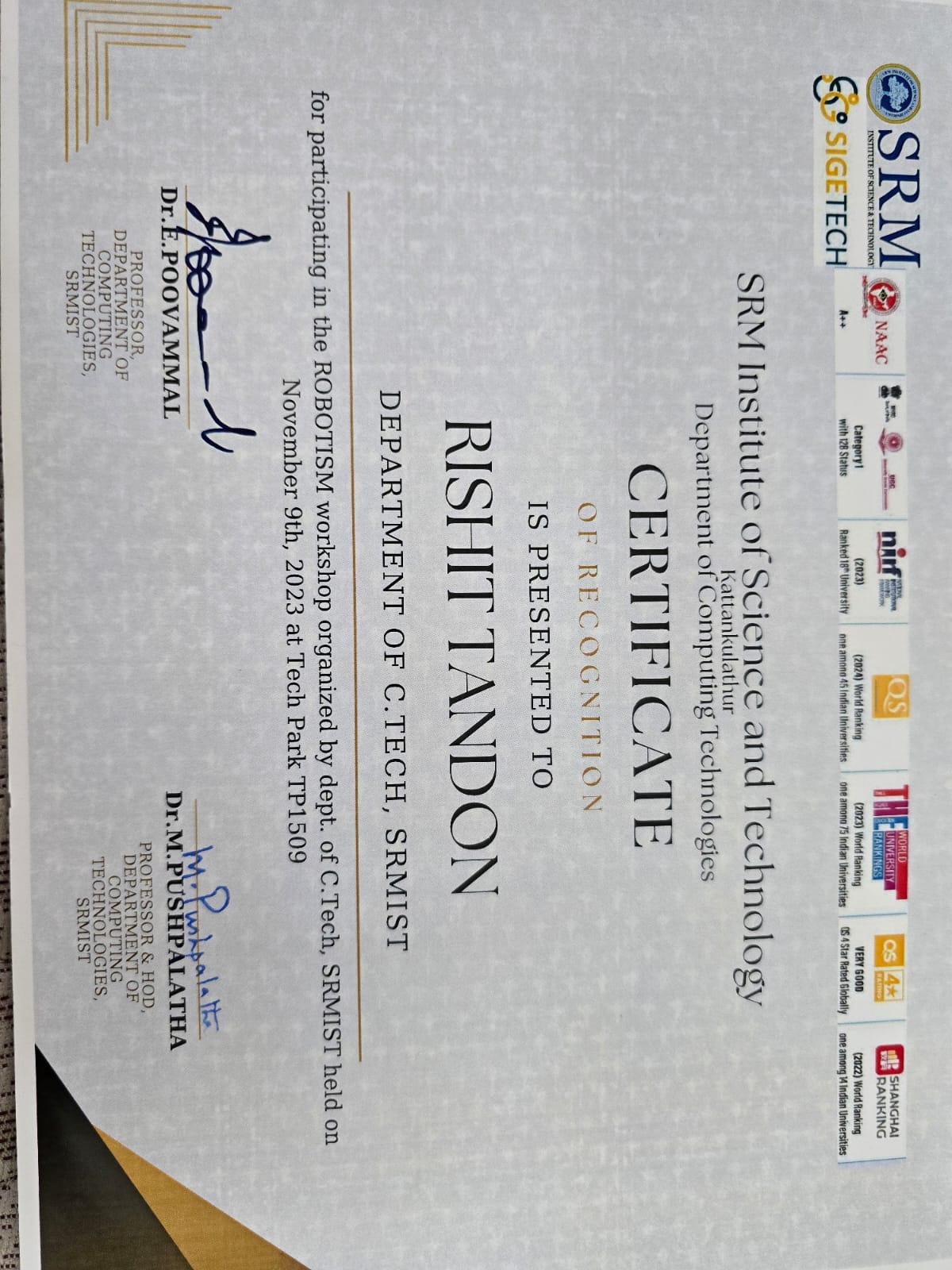 Certificate 101